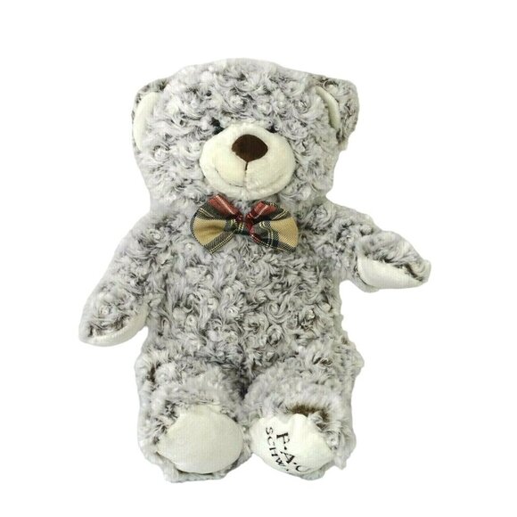 FAO Schwartz Bow Tie Plush Teddy Bear Stuffed Animal Curly Frosty Hair Brown 18" - Picture 2 of 8
